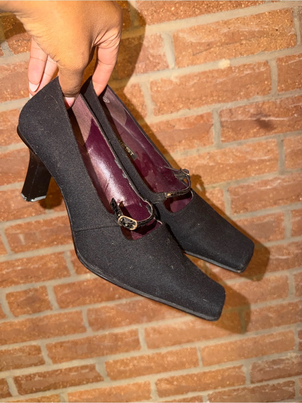 Nine West Black Mary Jane Block Heel Pumps
